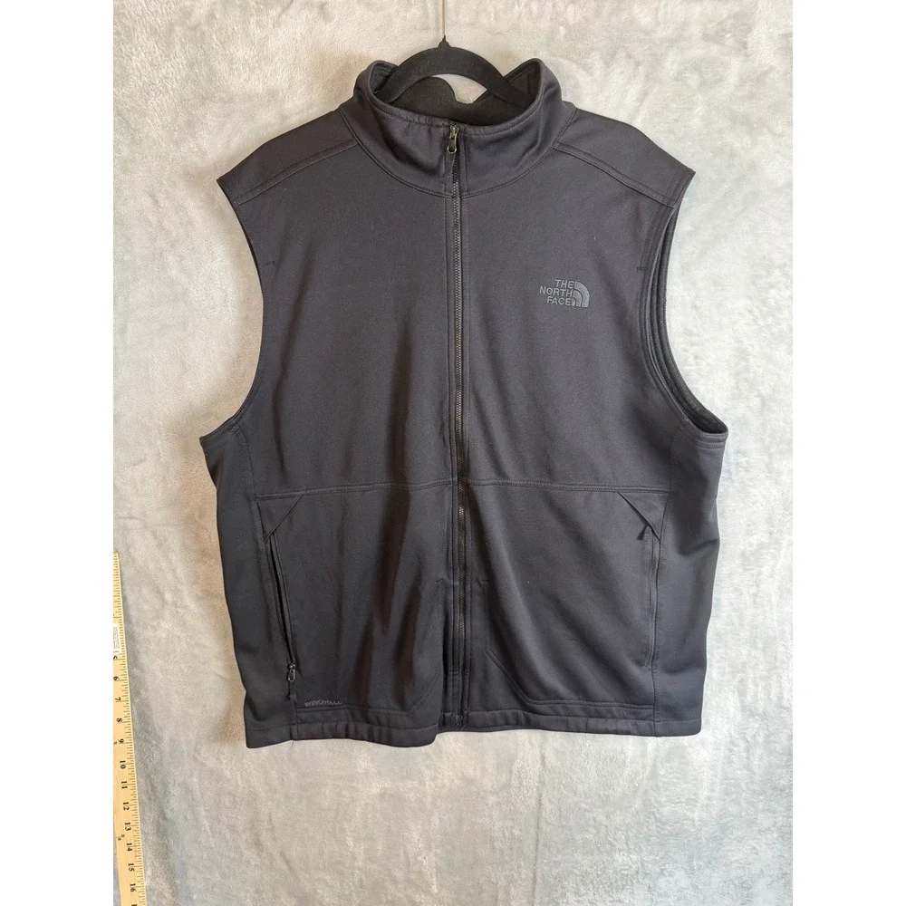 THE NORTH FACE Mens XL Black WindWall Softshell Vest Full Zip Fleece Lined